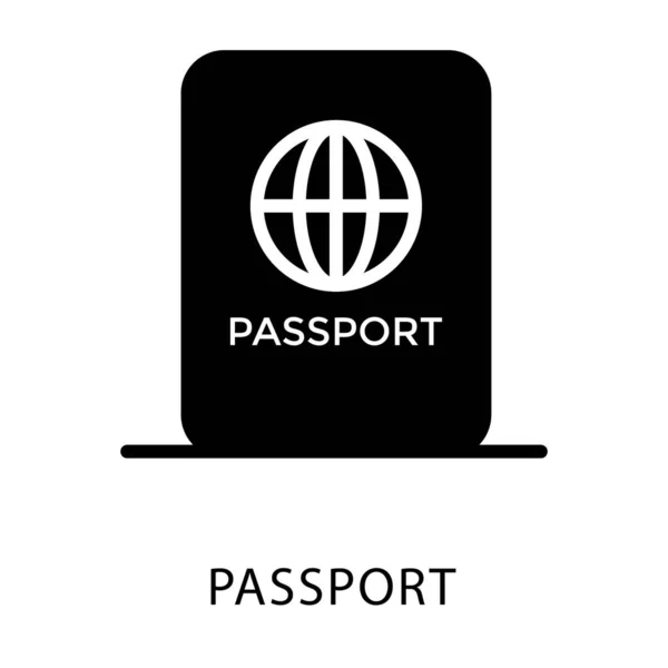 Beyaz Arka Planda Pasaport Glif Simgesi — Stok Vektör