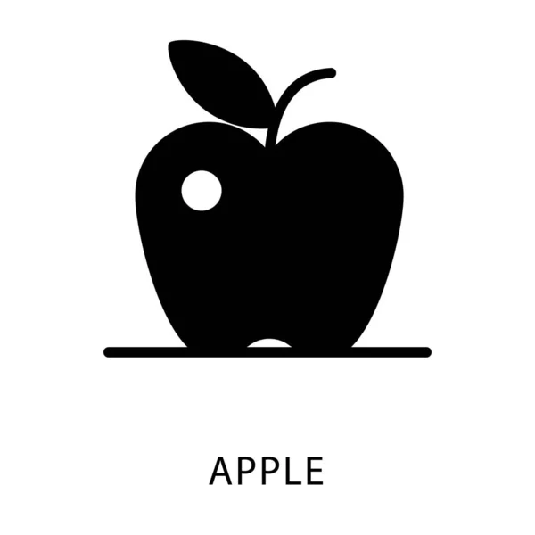 Icono Fruta Manzana Diseño Glifo — Vector de stock