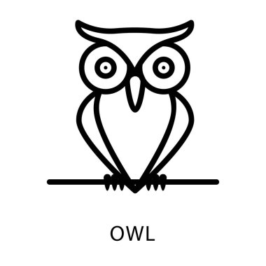 Baykuş hayvan çizgi tasarımı simgesi.