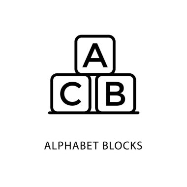 Alfabe blokları simgesinin çizgi vektör tasarımı
