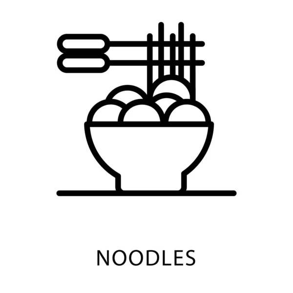 Tazón Fideos Icono Línea — Vector de stock