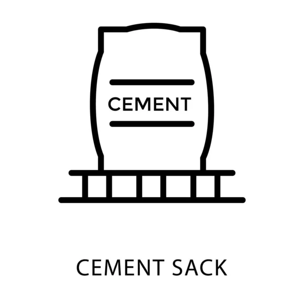 Diseño Línea Icono Saco Cemento — Vector de stock