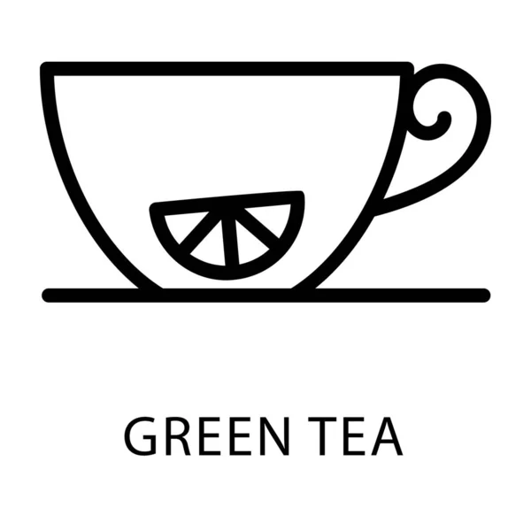 Teacup Icono Diseño Línea Vector — Vector de stock