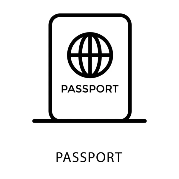 Icono Línea Pasaporte Sobre Fondo Blanco — Vector de stock