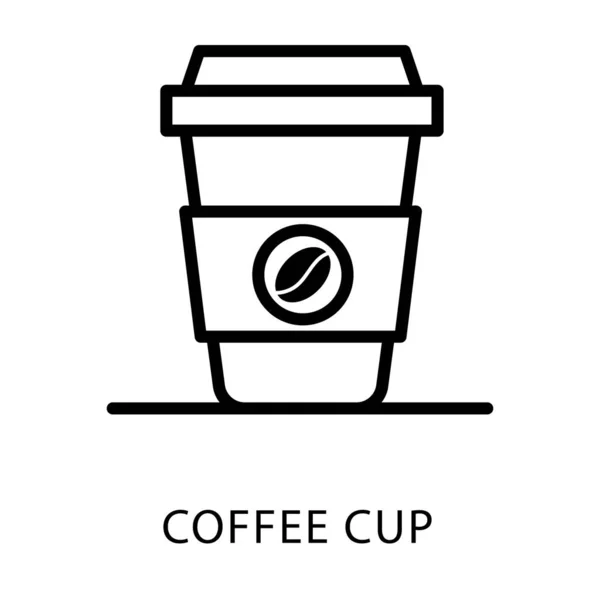 Take Away Koffie Kopje Pictogram Lijn Ontwerp — Stockvector