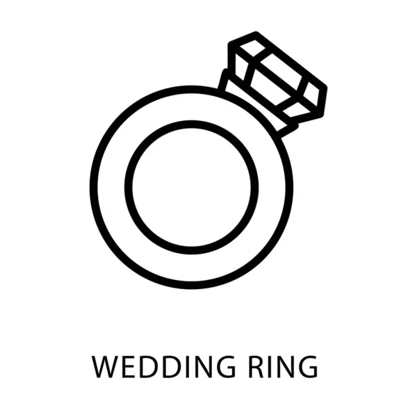 Ikona Řádku Svatebního Kroužku — Stockový vektor