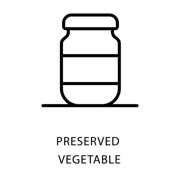 Projeto Vetorial Linha Ícone Alimentos Preservados — Vetor de Stock