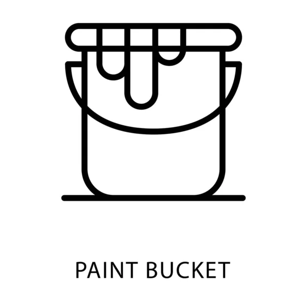 Icono Diseño Línea Cubo Pintura — Vector de stock
