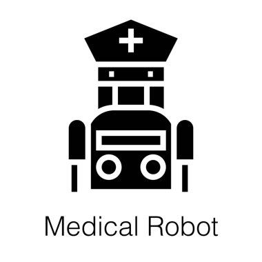 Tıbbi robot katı simge vektörü 