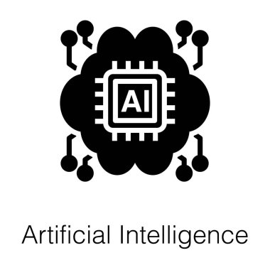 Yapay zeka glyph simgesi vektör 