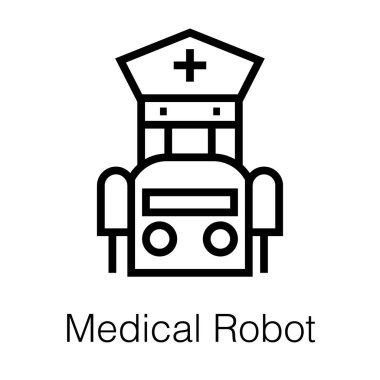 Tıbbi robot çizgi simgesi vektör 