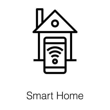 Akıllı ev teknolojisi çizgi simgesi vektör 