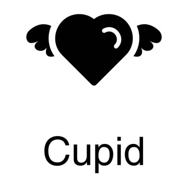 Aşk melek simge tasarım katı vektör 