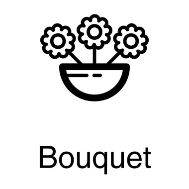 Çizgi tasarımında saksı simgesi.