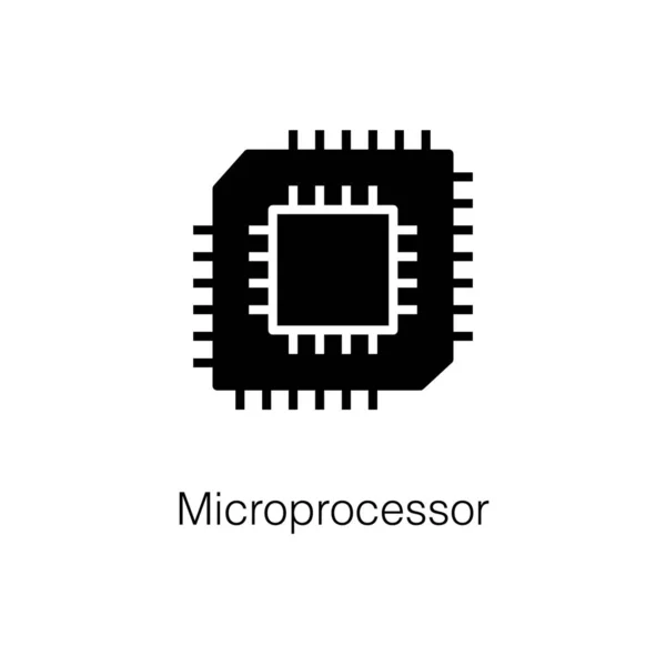 Mikroprocessor Chip Solid Ikon Vektor — Stock vektor