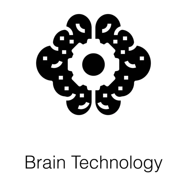 Ikona Wektora Technologii Mózgu — Wektor stockowy