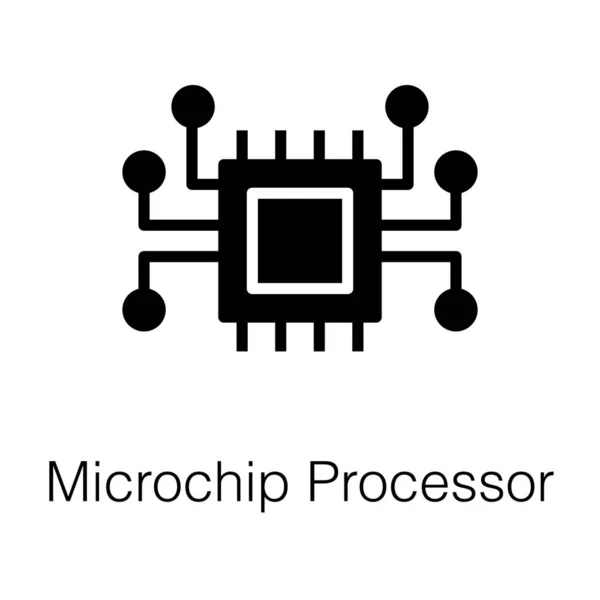 Microprocessador Chip Vetor Ícone Sólido — Vetor de Stock