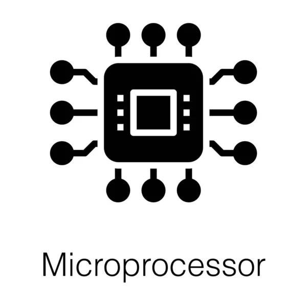 Mikroprocessor Chip Solid Ikon Vektor — Stock vektor