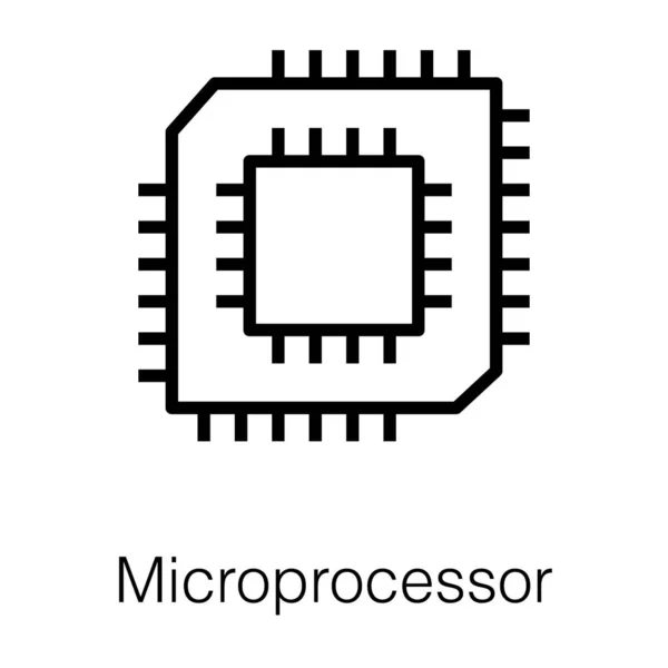 Mikroprozessor Chip Linie Symbol Vektor — Stockvektor