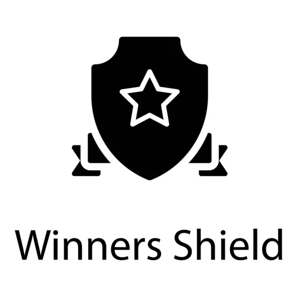 Winnaar Shield Vector Solide Ontwerp — Stockvector