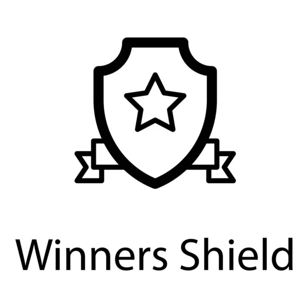 Winner Shield Vector Line Design — Stock Vector