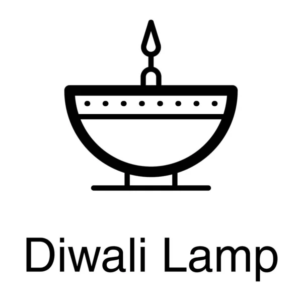 Icône Lampe Diwali Dans Conception Ligne — Image vectorielle