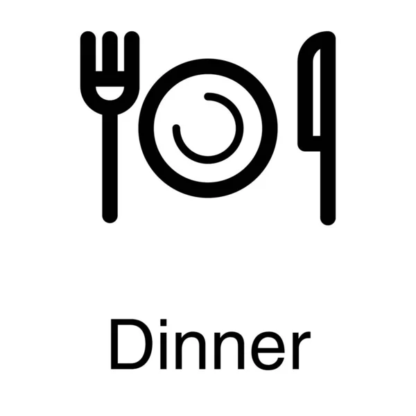 Line Dinner Serving Vector Design — Stock Vector