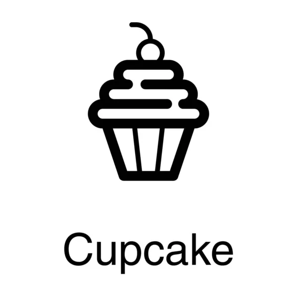 Cupcake Icono Línea Vector Diseño — Vector de stock