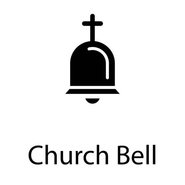 Icono Campana Iglesia Diseño Glifo — Vector de stock