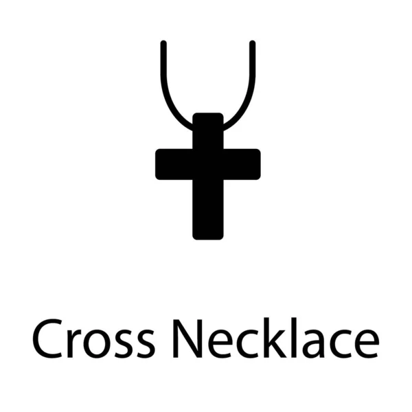 Conception Solide Croix Icône Collier — Image vectorielle