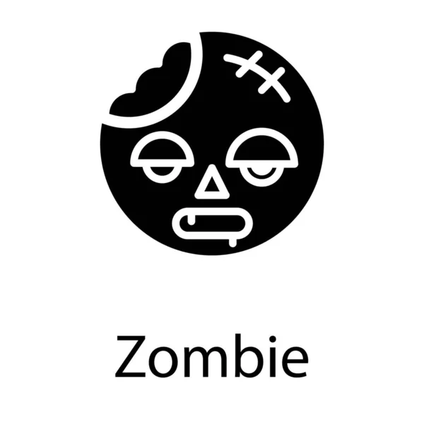 Zombie Gesicht Ikone Gefülltem Design — Stockvektor