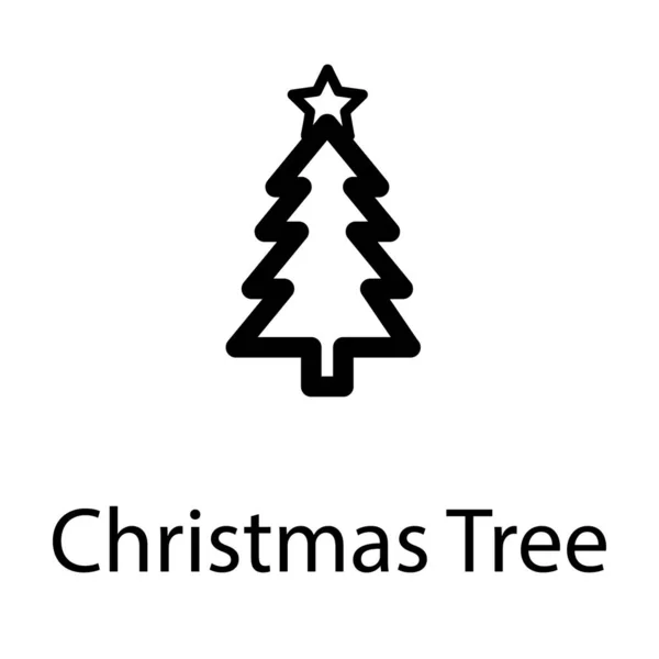Weihnachtsbaum Linie Design Ikone — Stockvektor