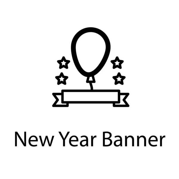 Line Design New Year Banner Icon — Stock Vector