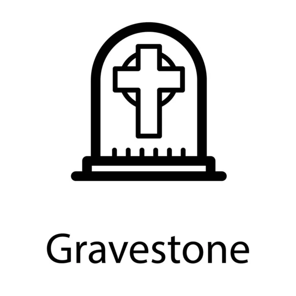 Tombstone Ikon Linje Design — Stock vektor