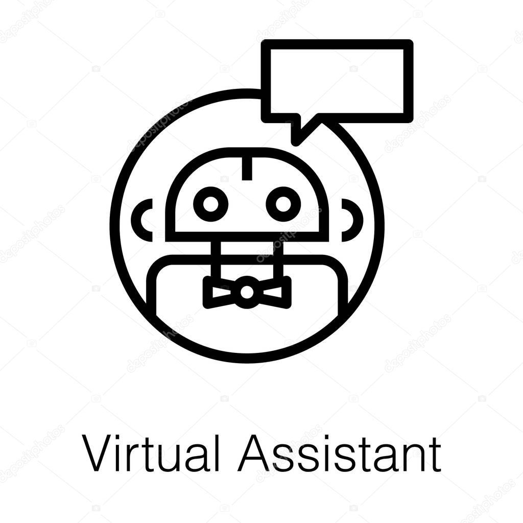 Virtual assistant robot line icon 