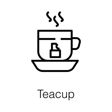 Teacup simgesi tasarım hattı vektörü 