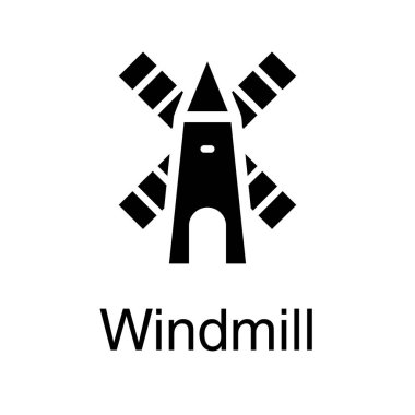 Katı tasarımda çiftlik yel değirmeni vektörü 