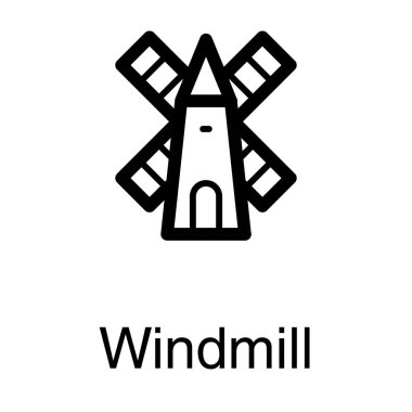 Hat tasarımında çiftlik yel değirmeni vektörü 