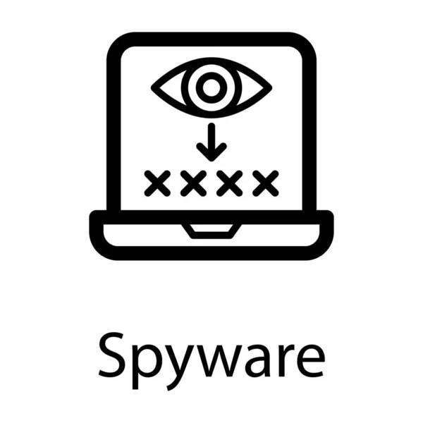 Vecteur Logiciels Espions Informatiques Dans Conception Ligne — Image vectorielle