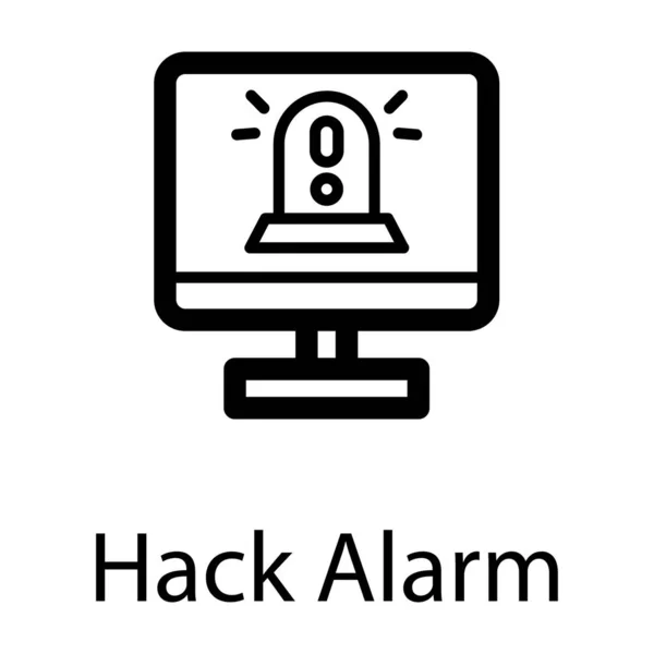 Hack Alarm Vektor Line Design — Stockvektor