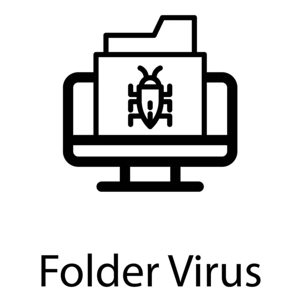 Line Online Folder Virus Vector Design — Stock Vector