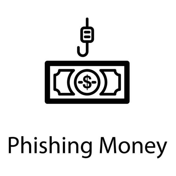 Line Phishing Geld Vektor Design — Stockvektor