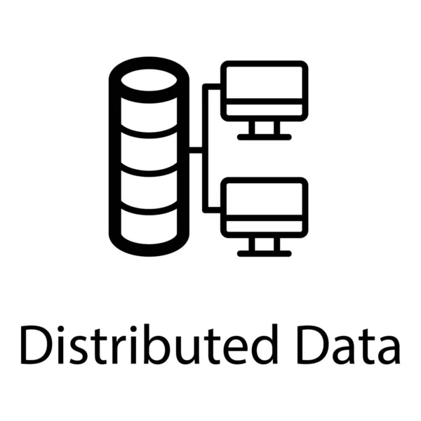 Desenho Vetorial Banco Dados Distribuído Linha — Vetor de Stock