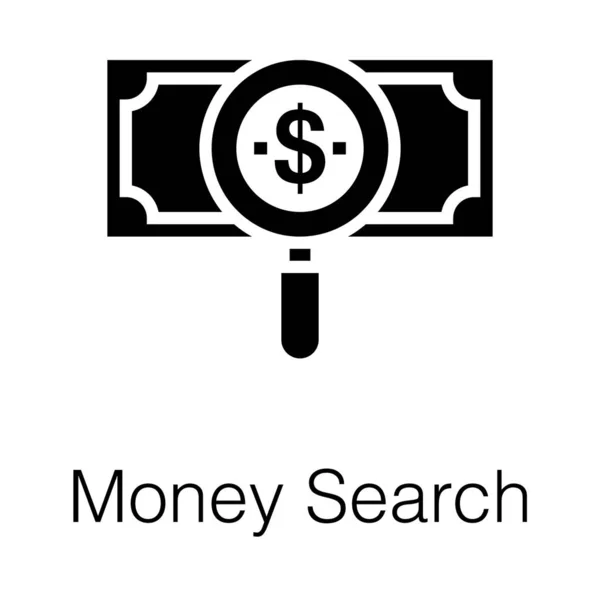 Geld Suche Symbol Glyphen Design — Stockvektor