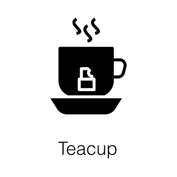 Teacup Icono Diseño Lleno Vector — Vector de stock
