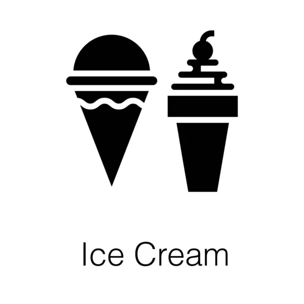 Frozen Ice Cream Glyph Icon Design — Stock Vector