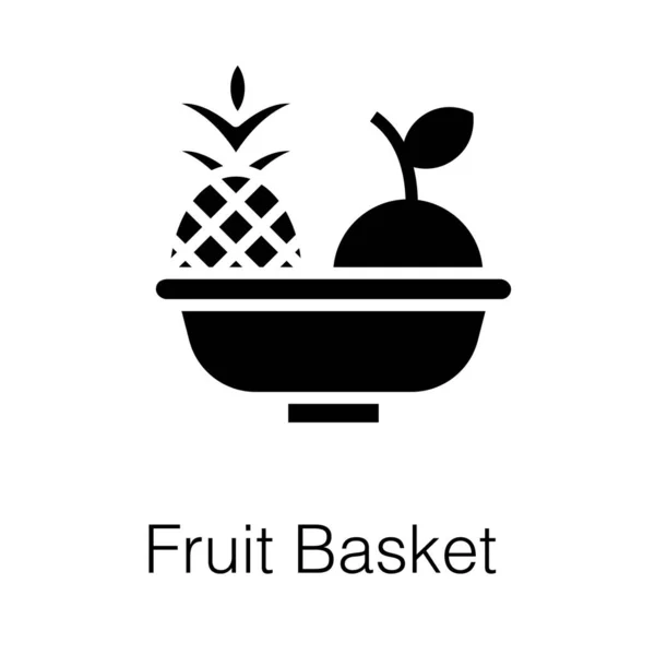 Icono Diseño Glifo Cesta Frutas — Vector de stock