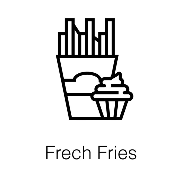 Papas Fritas Línea Icono Diseño — Vector de stock