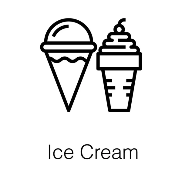 Frozen Ice Cream Line Icon Design — Stock Vector