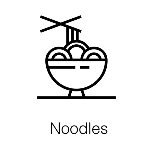 Icono Fideos Diseño Línea Tazón — Vector de stock